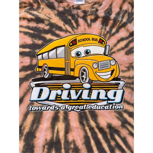 School Bus Cartoon Bleached Tee - Picture 3 of 4